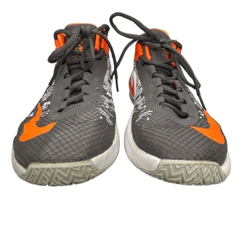 Nike Air Max Sneaker Shoes Infuriate II Boys Size 5 Youth Gray Orange Basketball